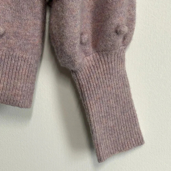 Madewell‎ Womens Small Light Purple Wool Blend Bobble Pom Pom V-neck Sweater - Picture 6 of 14